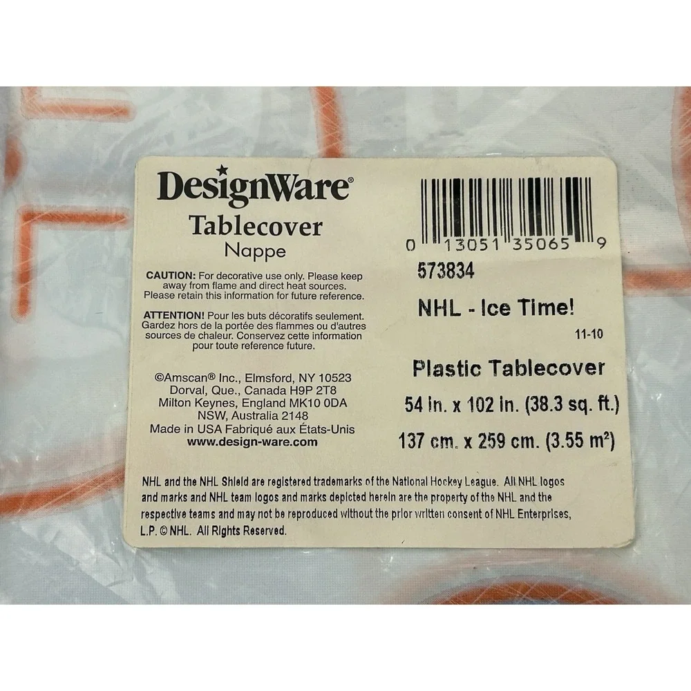 Vintage NHL Ice Time Hockey Tablecovers Lot 2 DesignWare Sealed NOS 54x102 USA